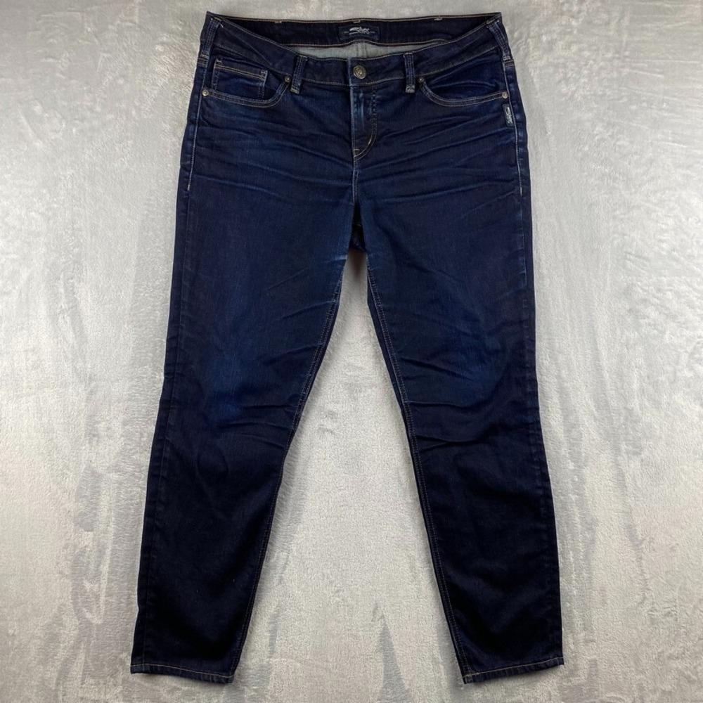 Silver Jeans Womens 14 Blue Aiko Skinny Dark Wash Stretch Denim